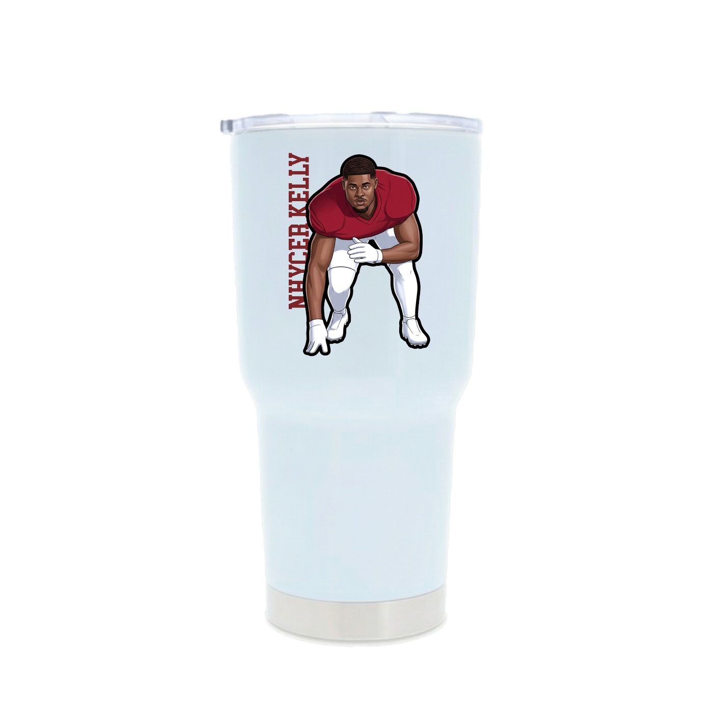 30oz Stainless Steel Tumbler — Name Vertical in White