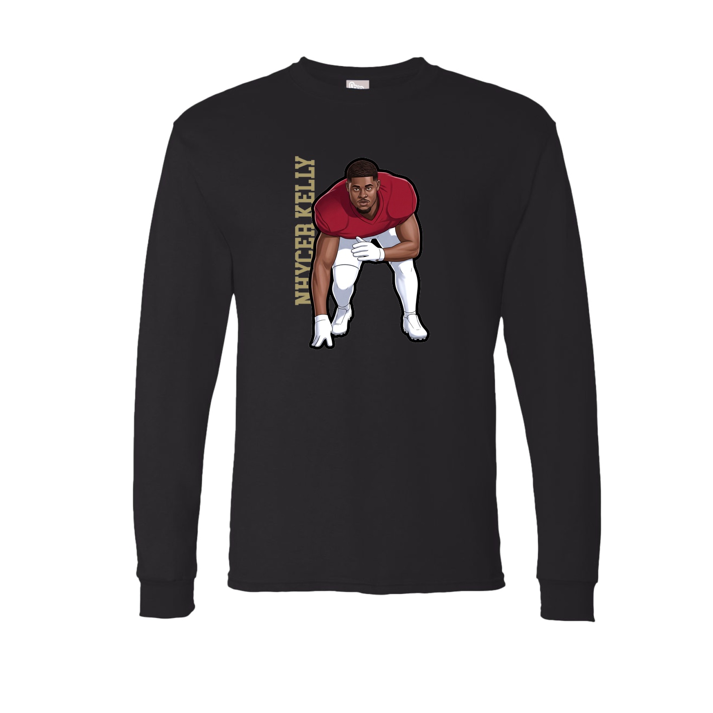 Long Sleeve Tee — Name Vertical in Black
