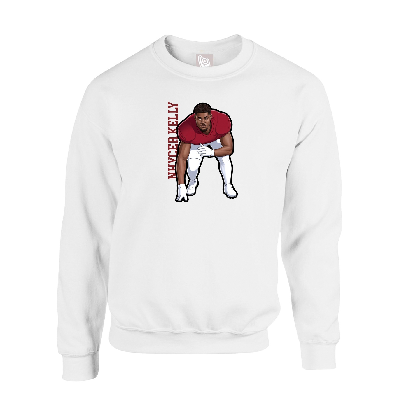 Fleece Crew — Name Vertical in White