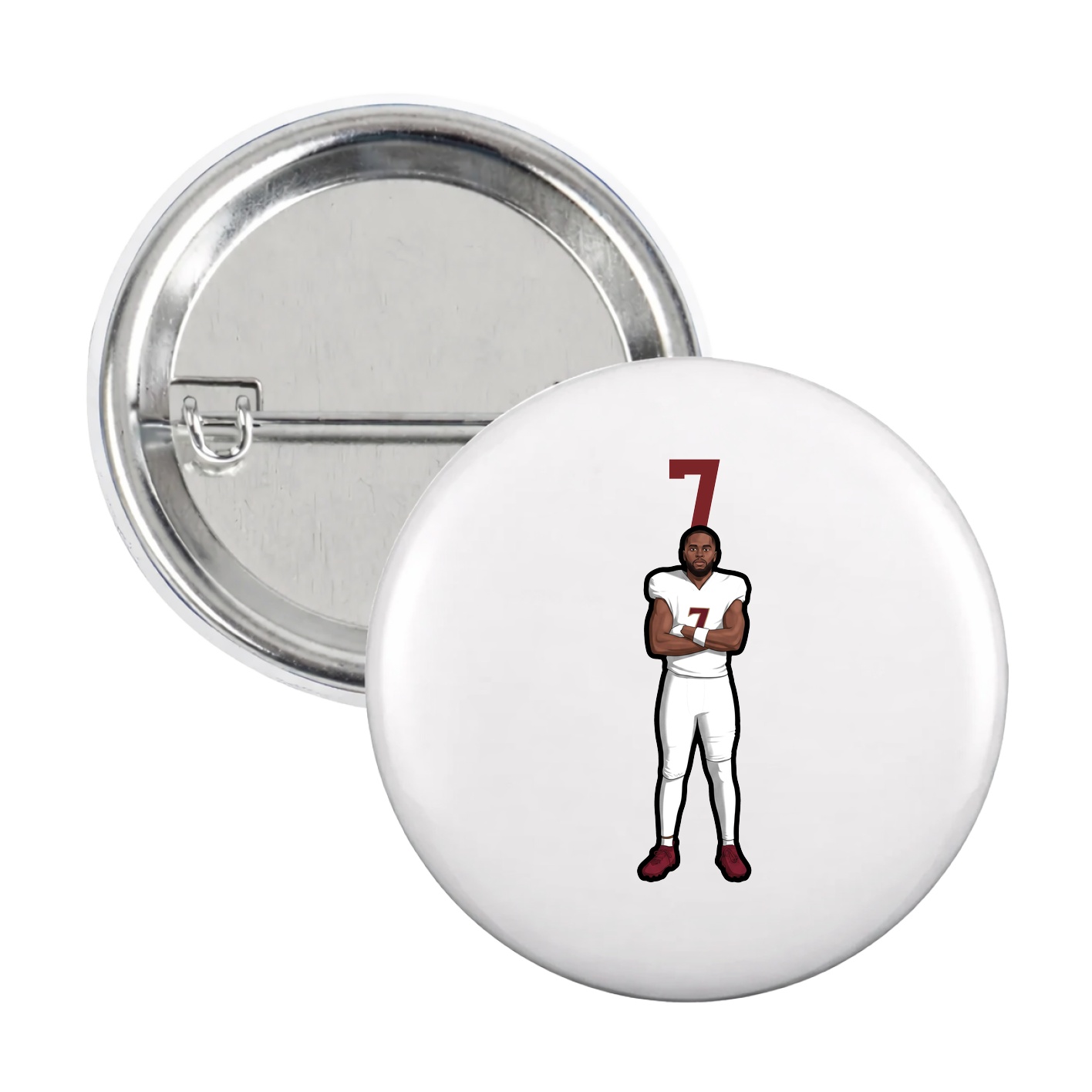 Game Day Button — Number Top in White