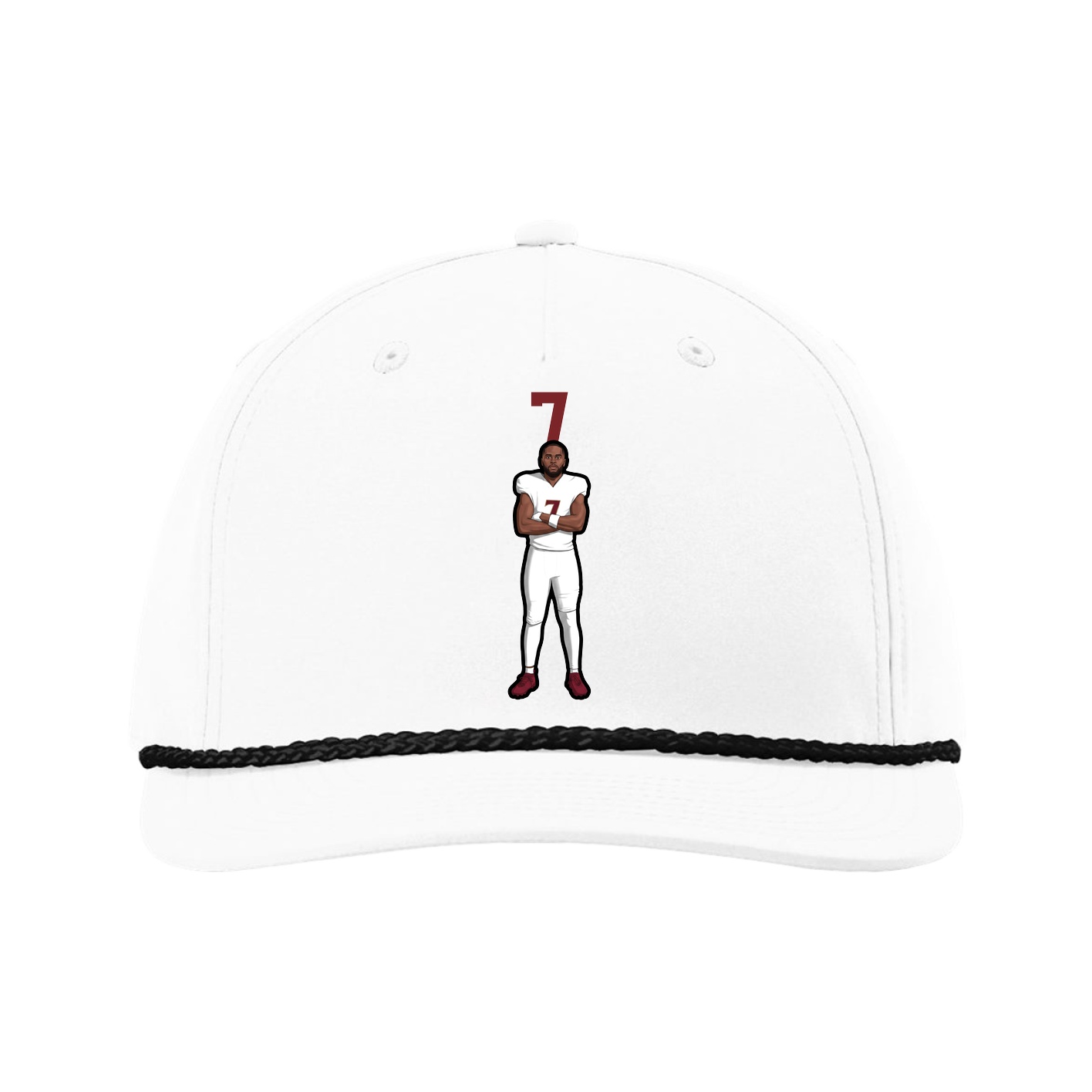 Five-Panel Classic Rope Cap — Number Top in White
