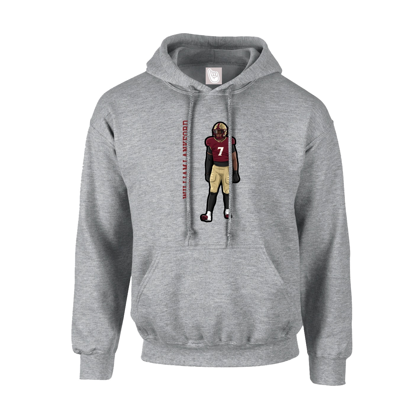 Hoodie — Name Vertical in Grey