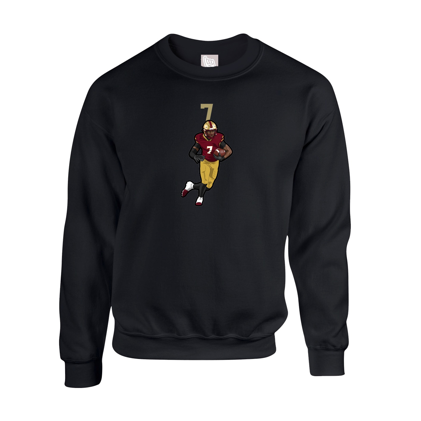 Fleece Crew — Number Top in Black