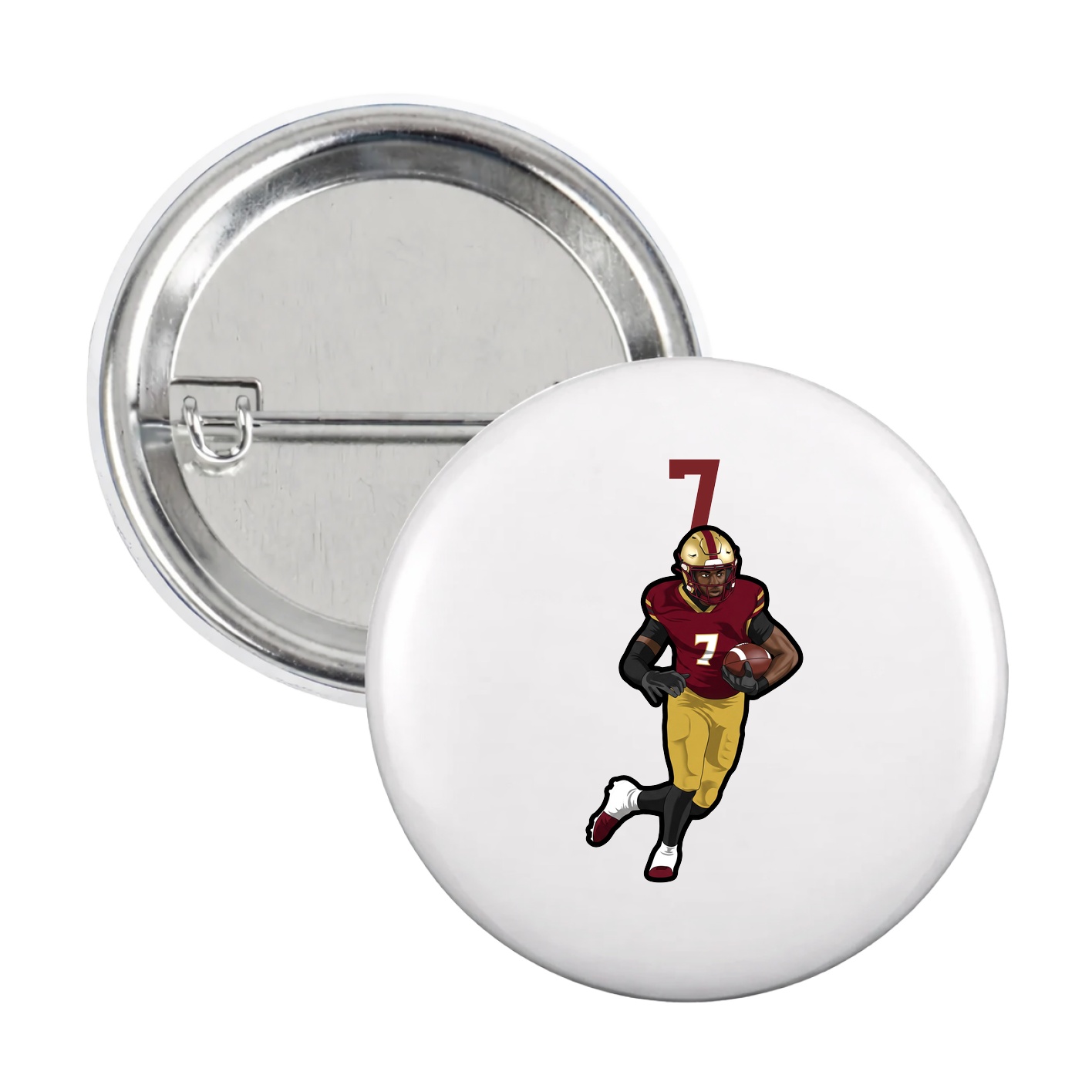 Game Day Button — Number Top in White