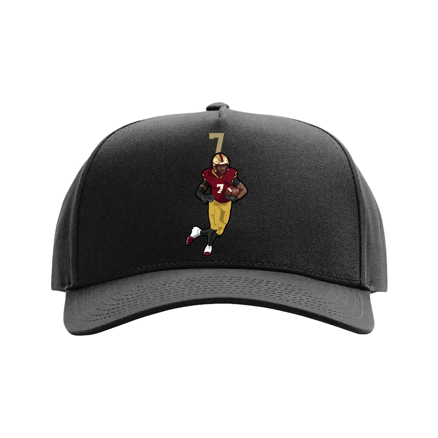 Full Fabric Five-Panel Champ Cap — Number Top in Black