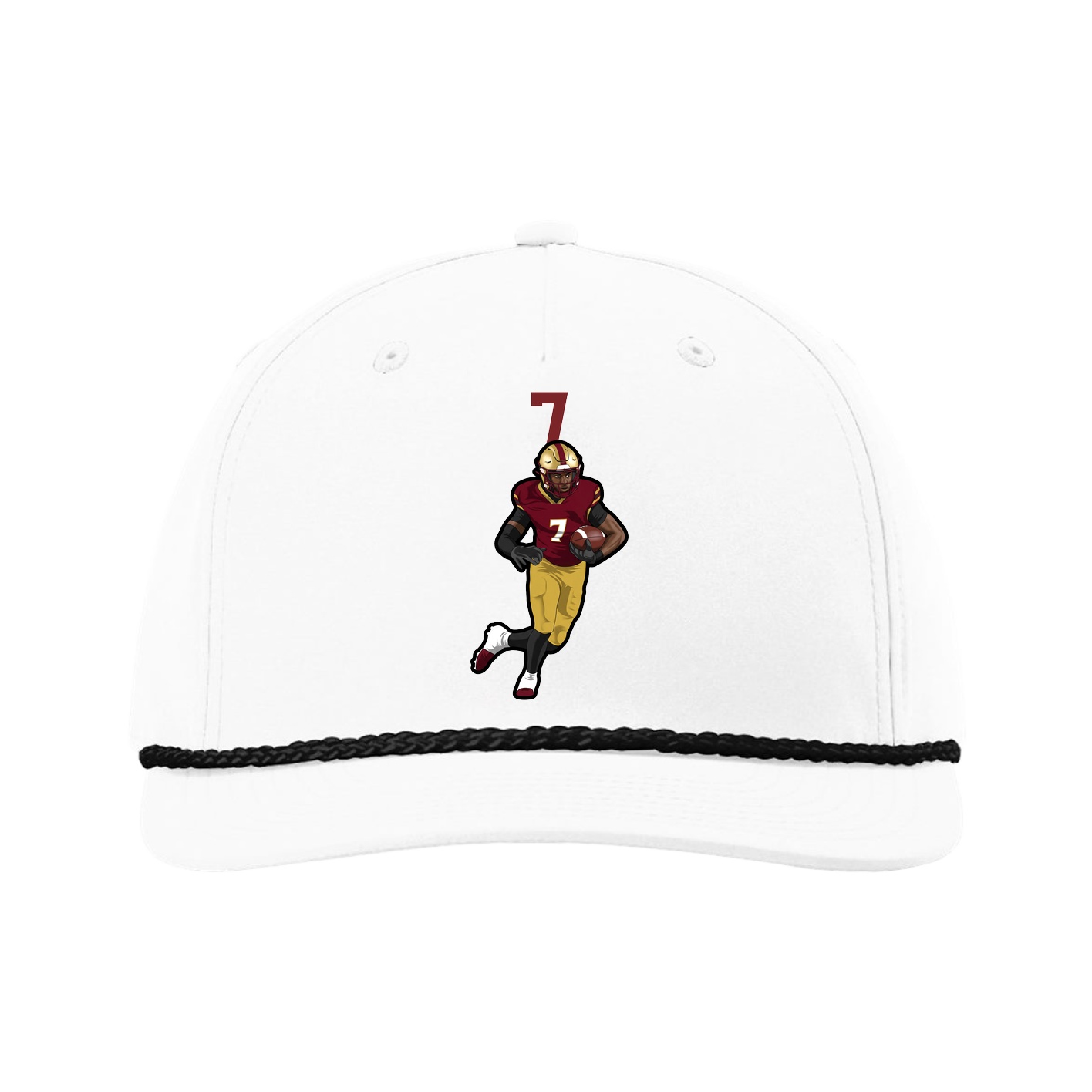 Five-Panel Classic Rope Cap — Number Top in White
