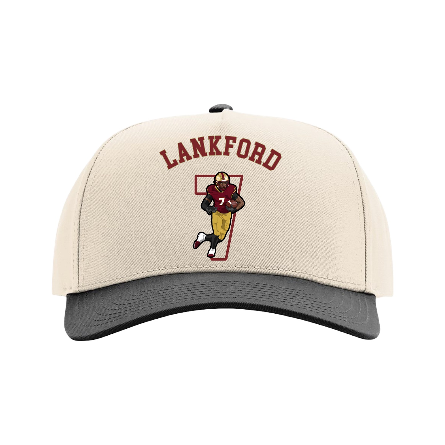 Full Fabric Five-Panel Champ Cap — Shirsey Arch in Cream/Black