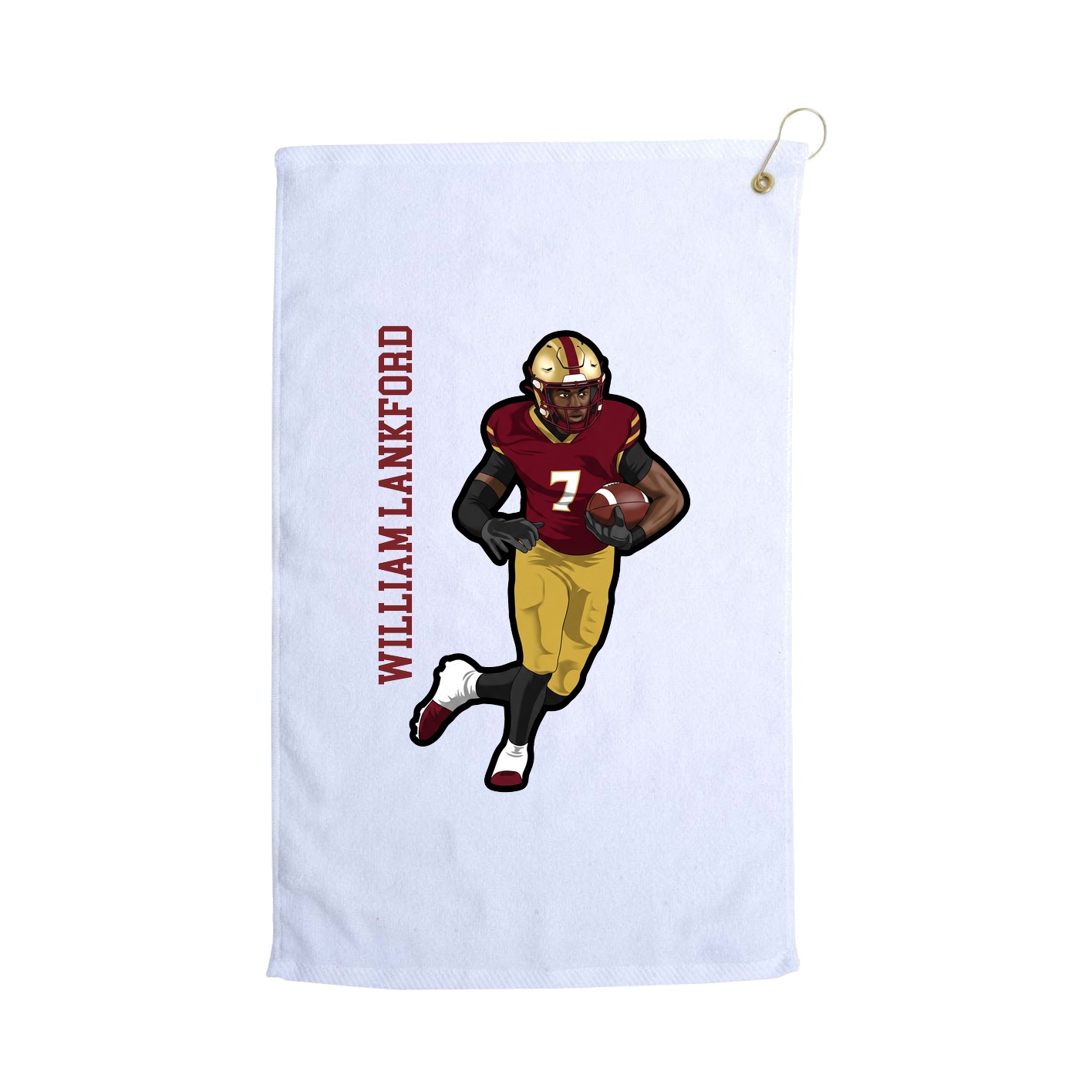 Golf Towel — Name Vertical in White