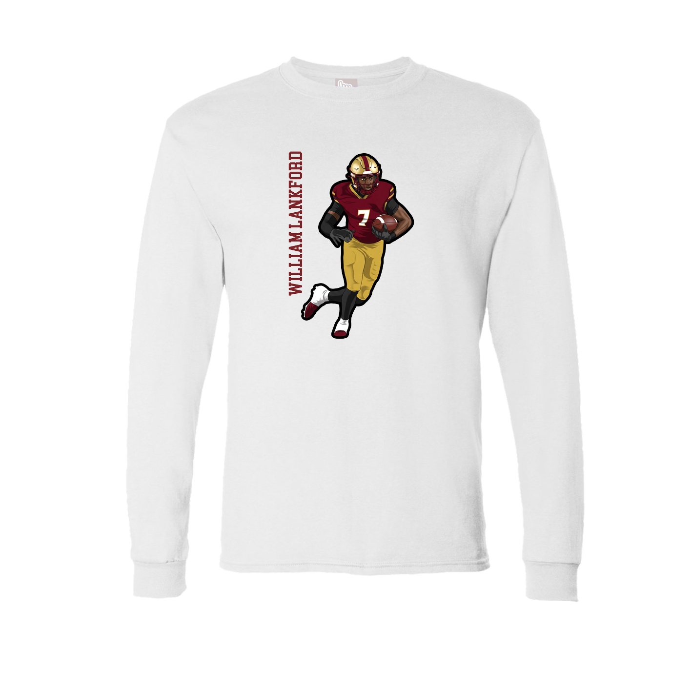 Long Sleeve Tee — Name Vertical in White