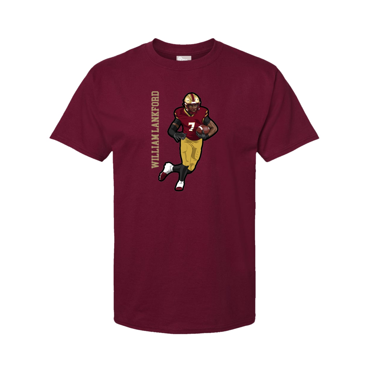 Youth Tee — Name Vertical in Cardinal