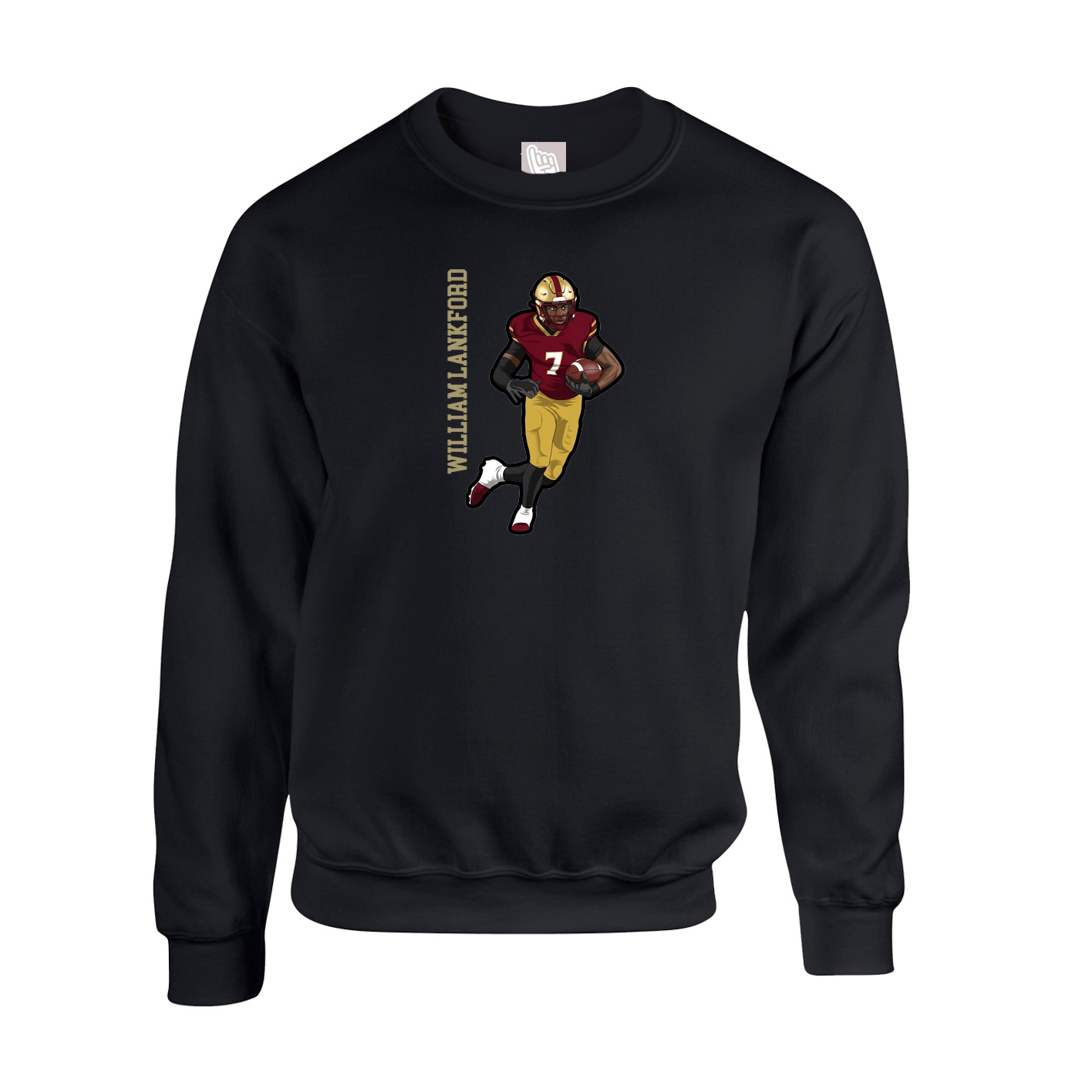 Fleece Crew — Name Vertical in Black