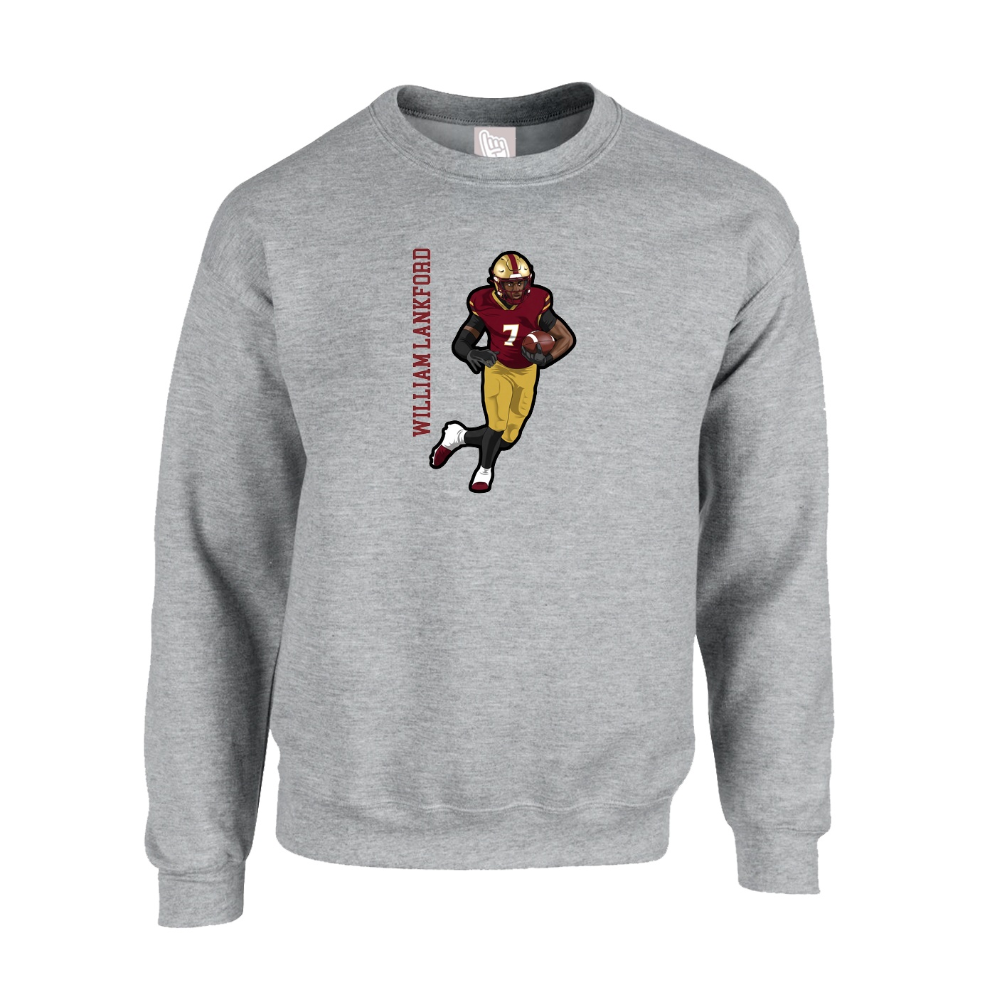Fleece Crew — Name Vertical in Grey