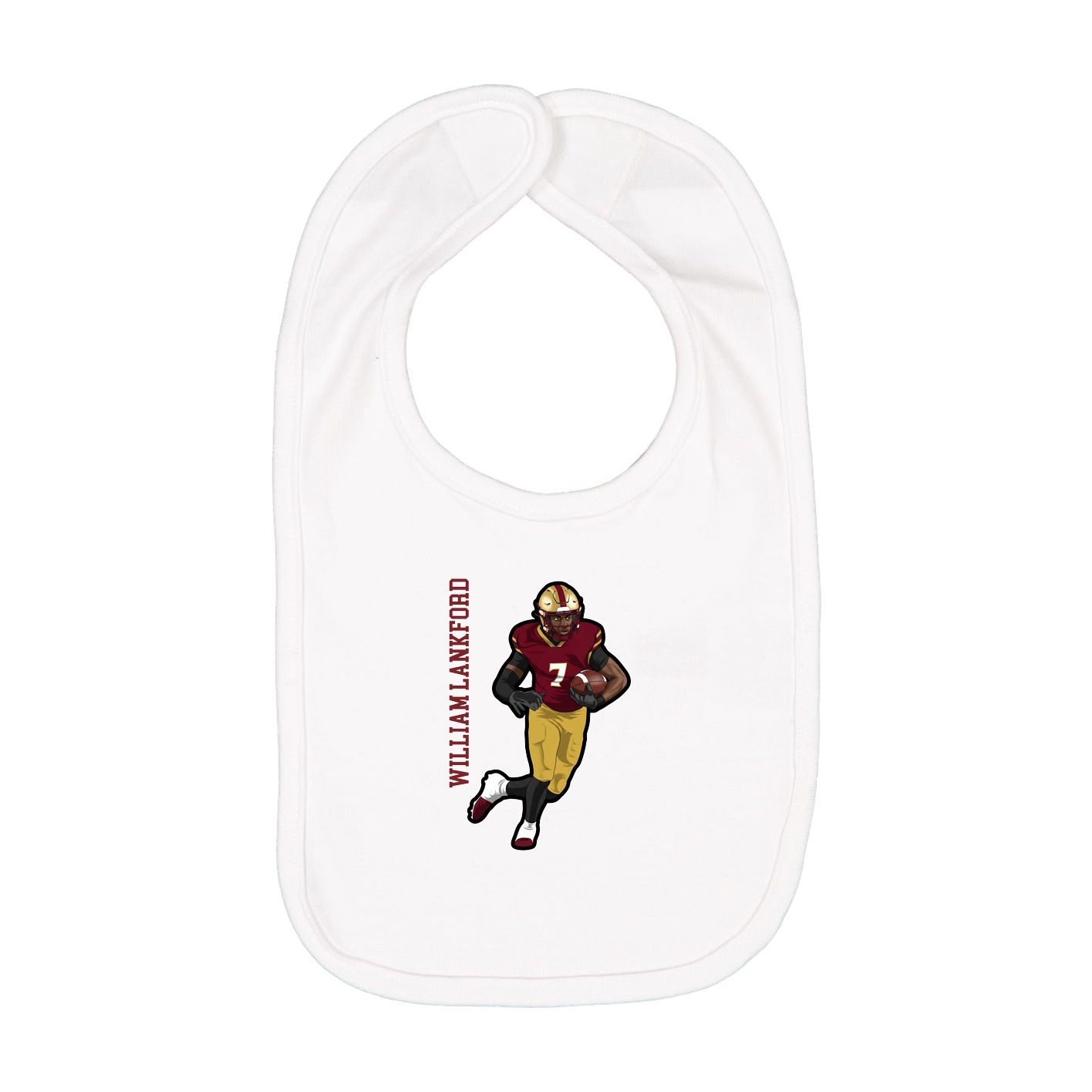 Infant Bib — Name Vertical in White