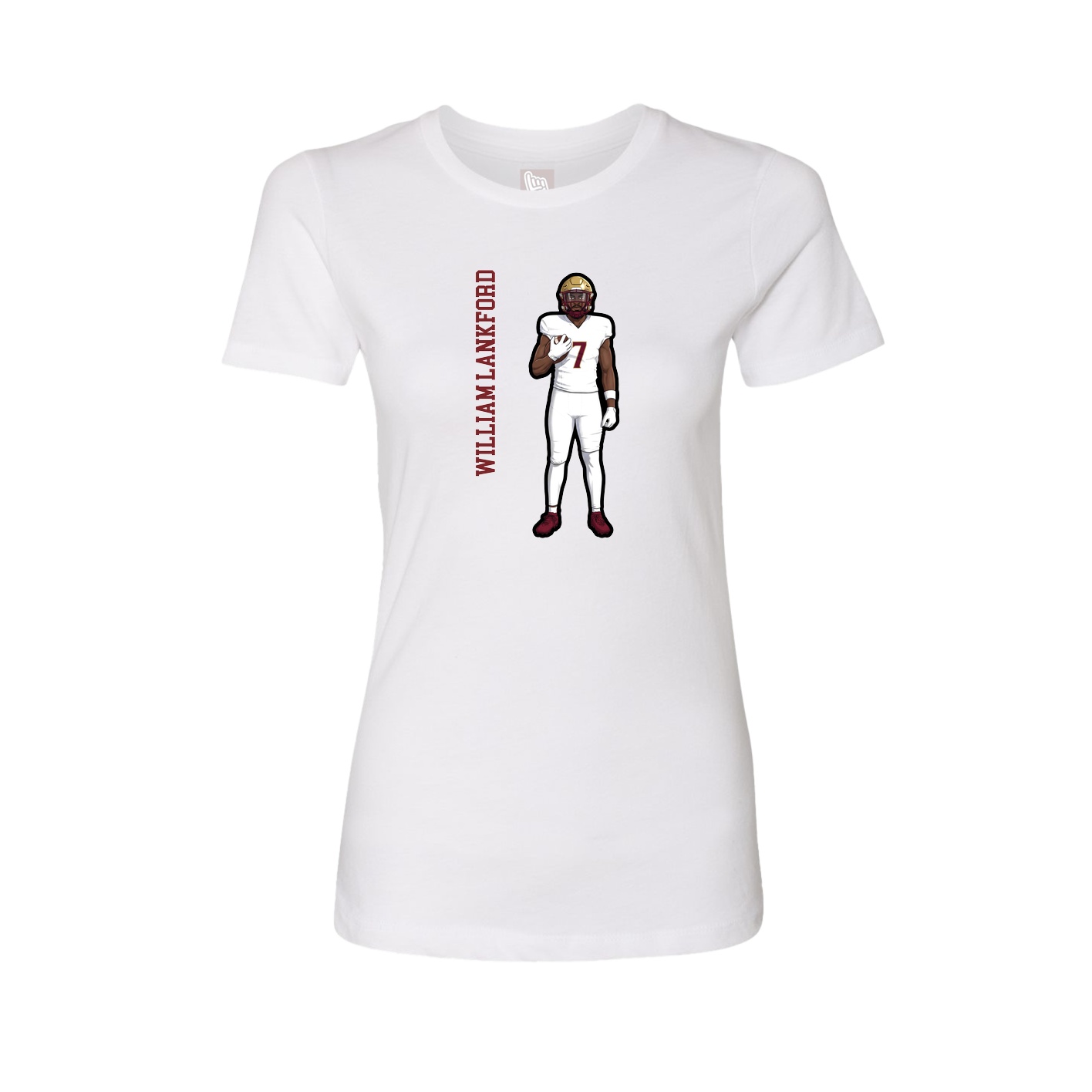 Womens Tee — Name Vertical in White