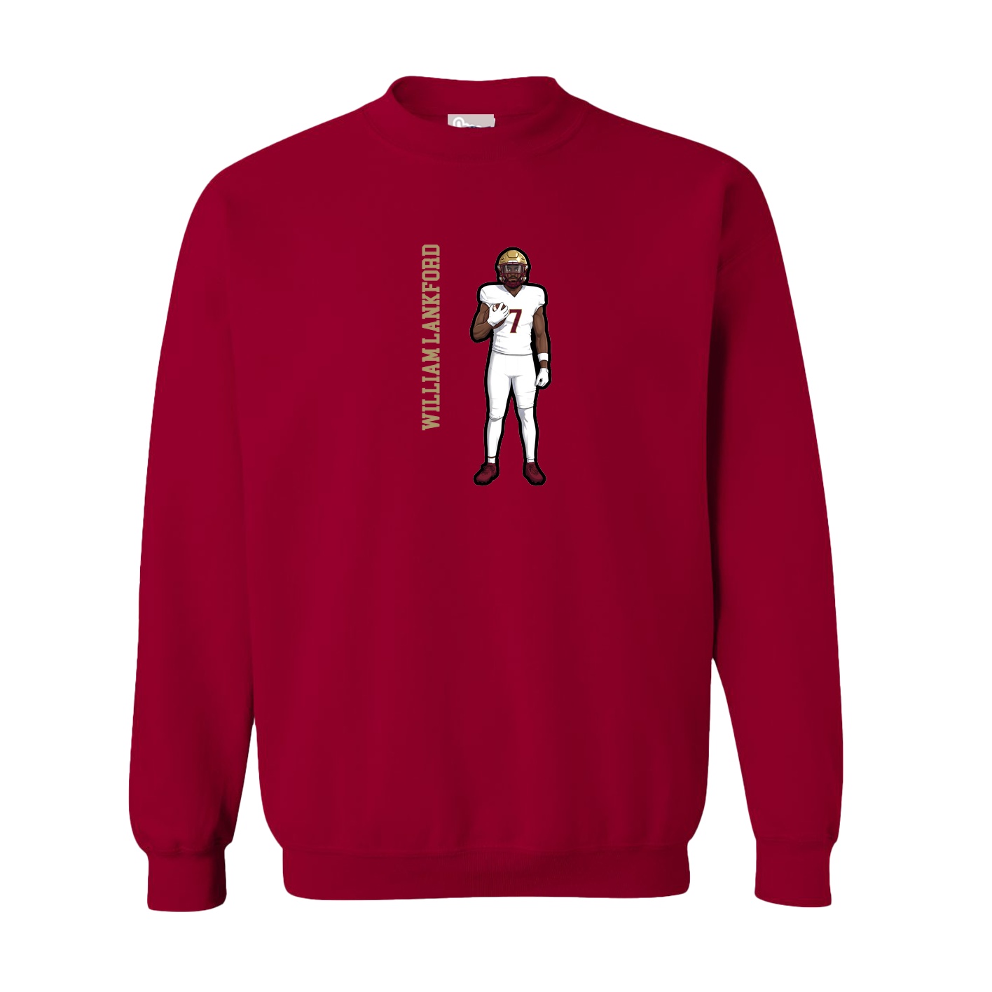 Fleece Crew — Name Vertical in Cardinal