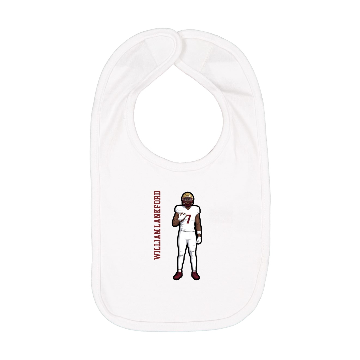 Infant Bib — Name Vertical in White