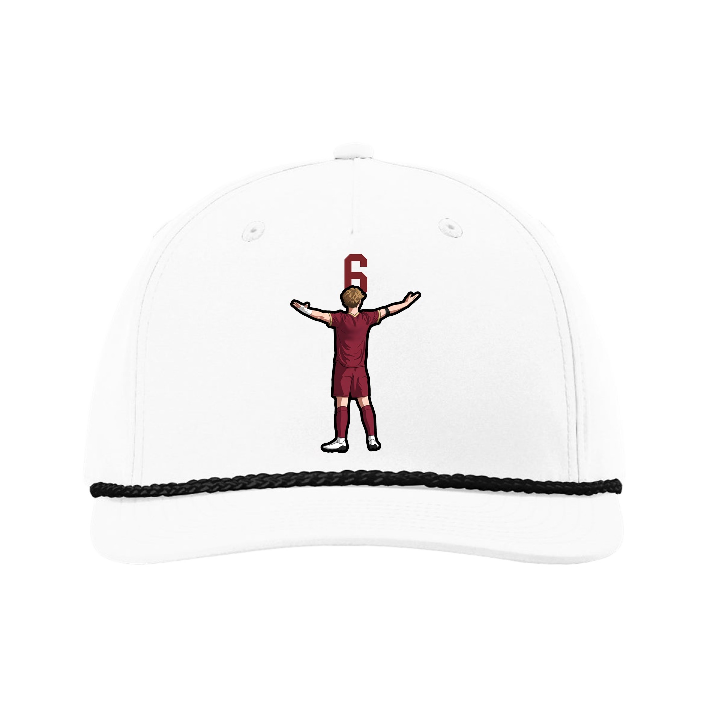 Five-Panel Classic Rope Cap — Number Top in White