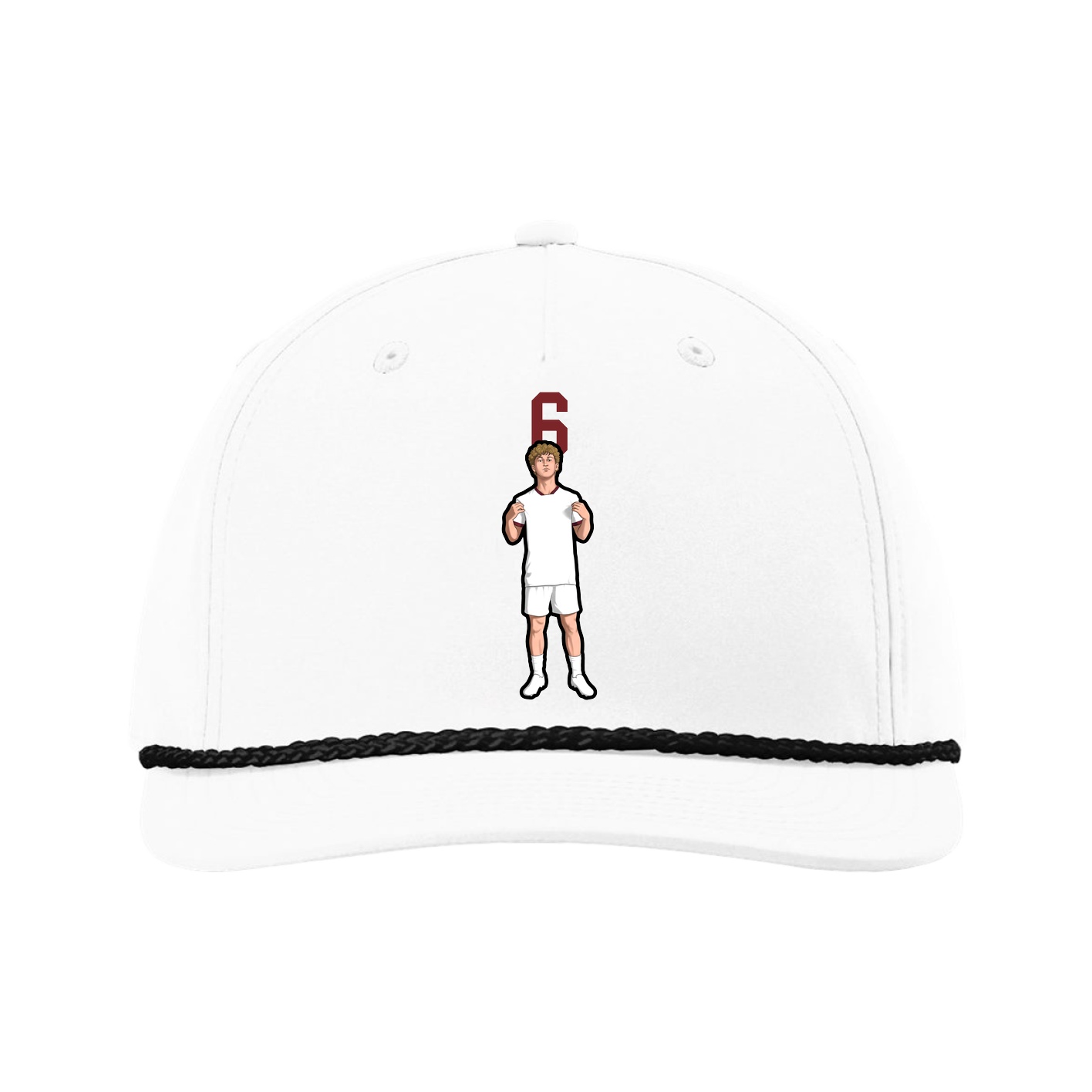 Five-Panel Classic Rope Cap — Number Top in White