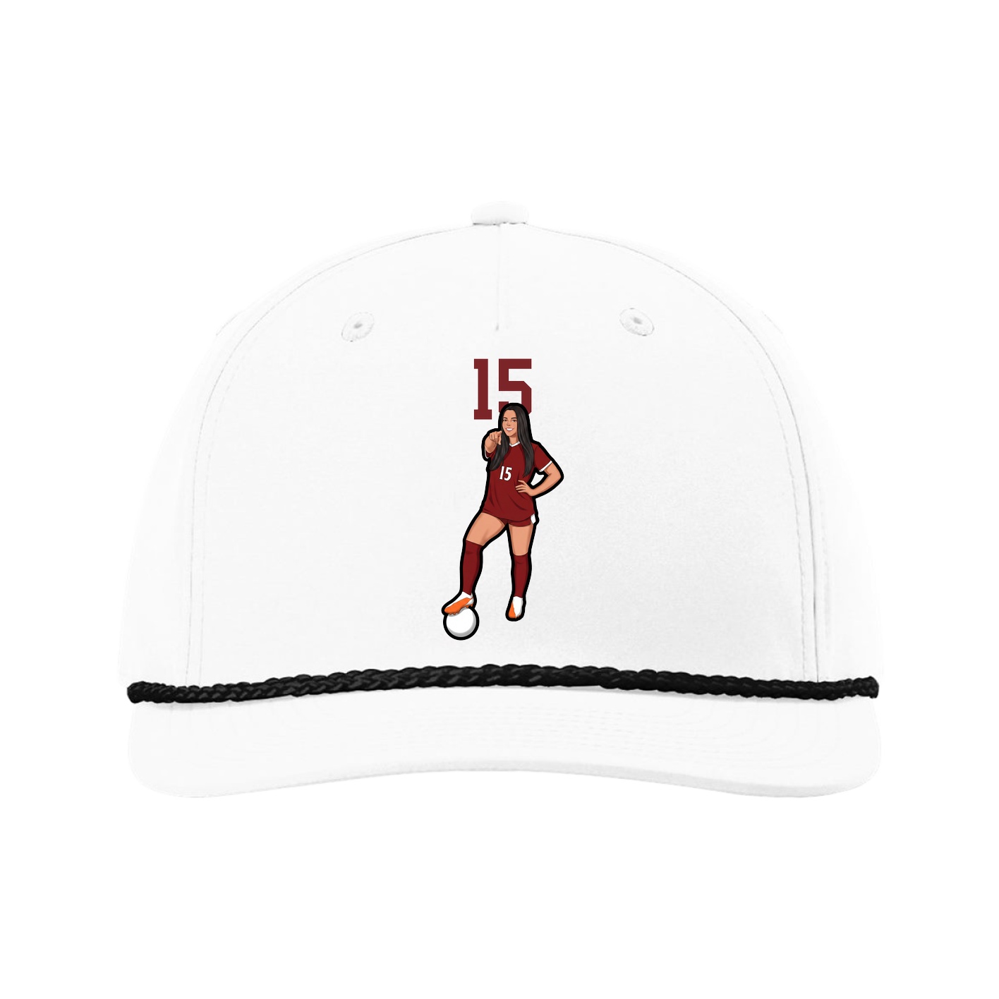 Five-Panel Classic Rope Cap — Number Top in White