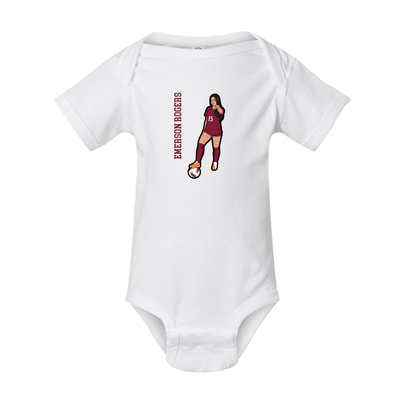 Baby Onesie — Name Vertical in White