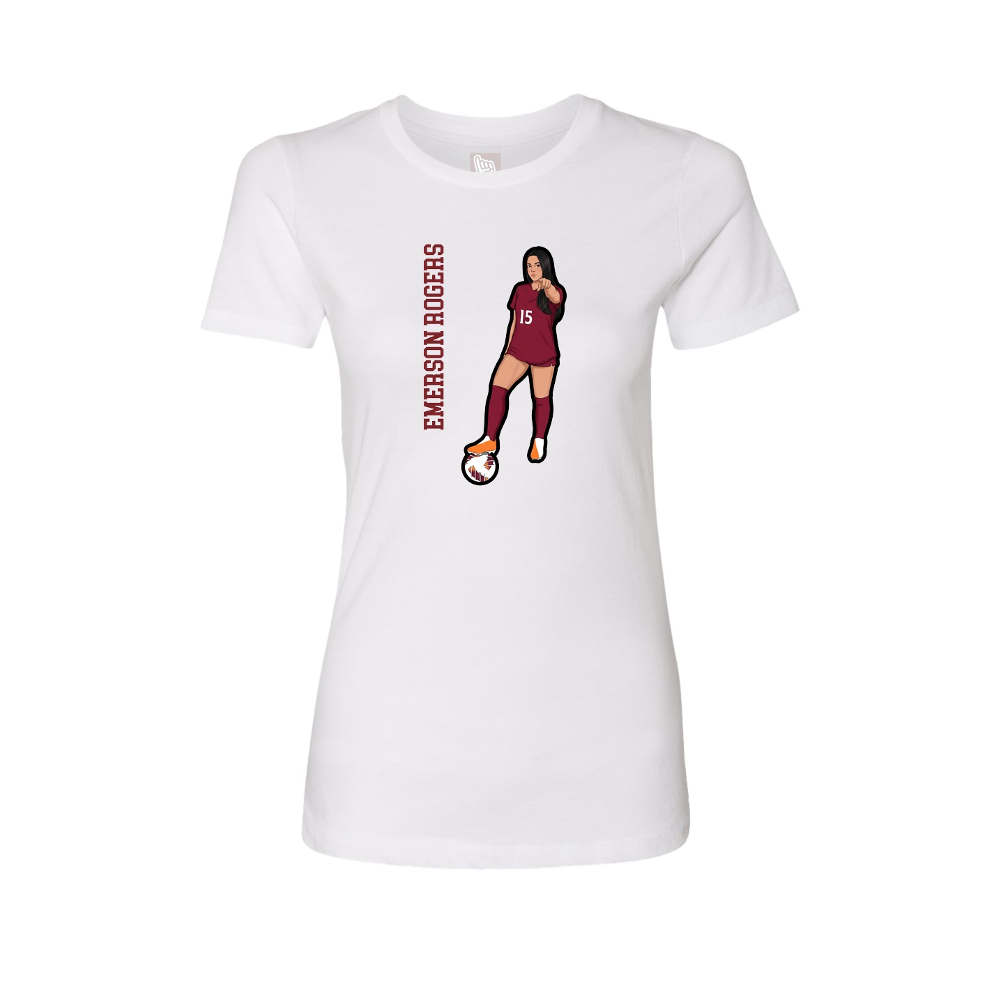 Fitted Women's Tee — Name Vertical in White