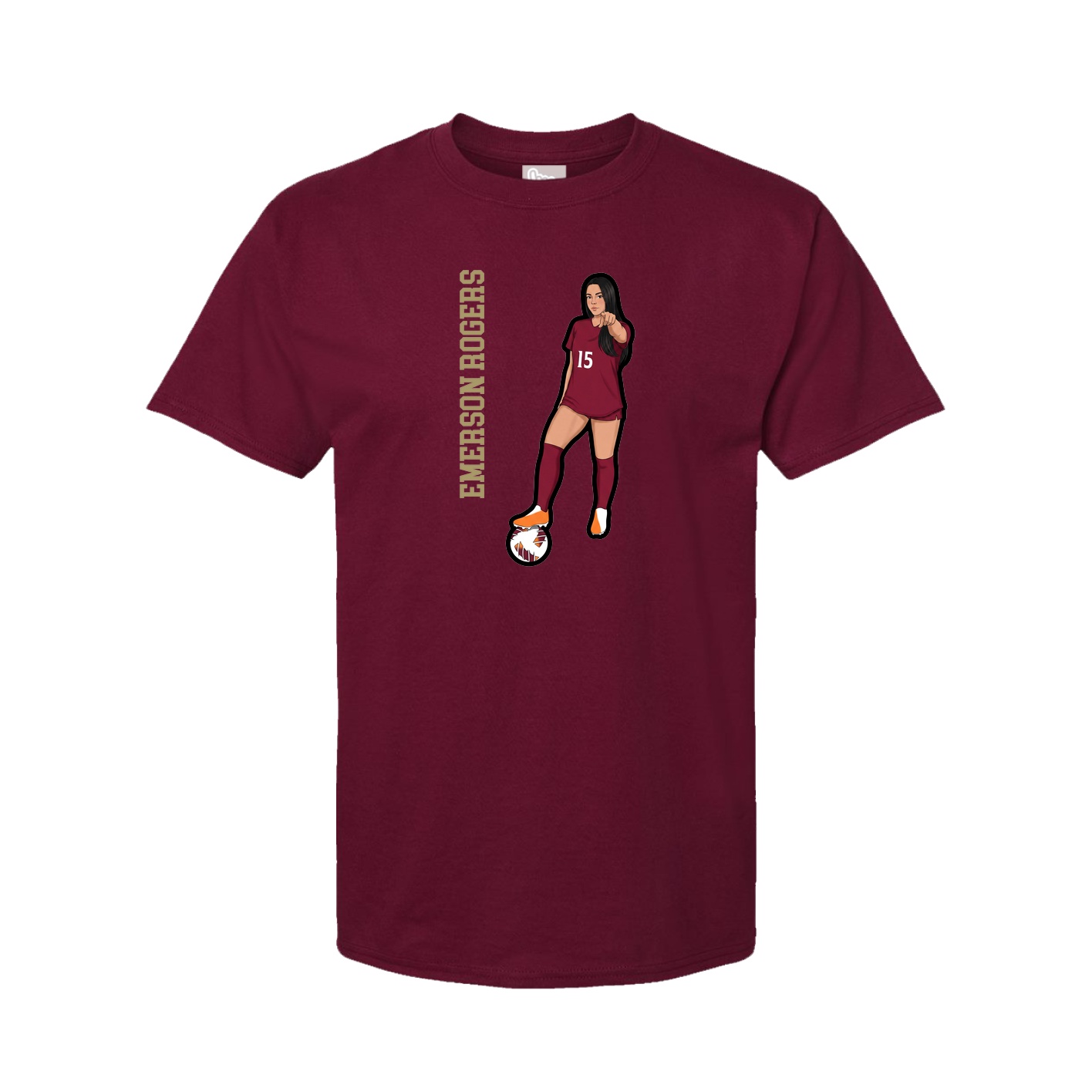 Youth Tee — Name Vertical in Cardinal