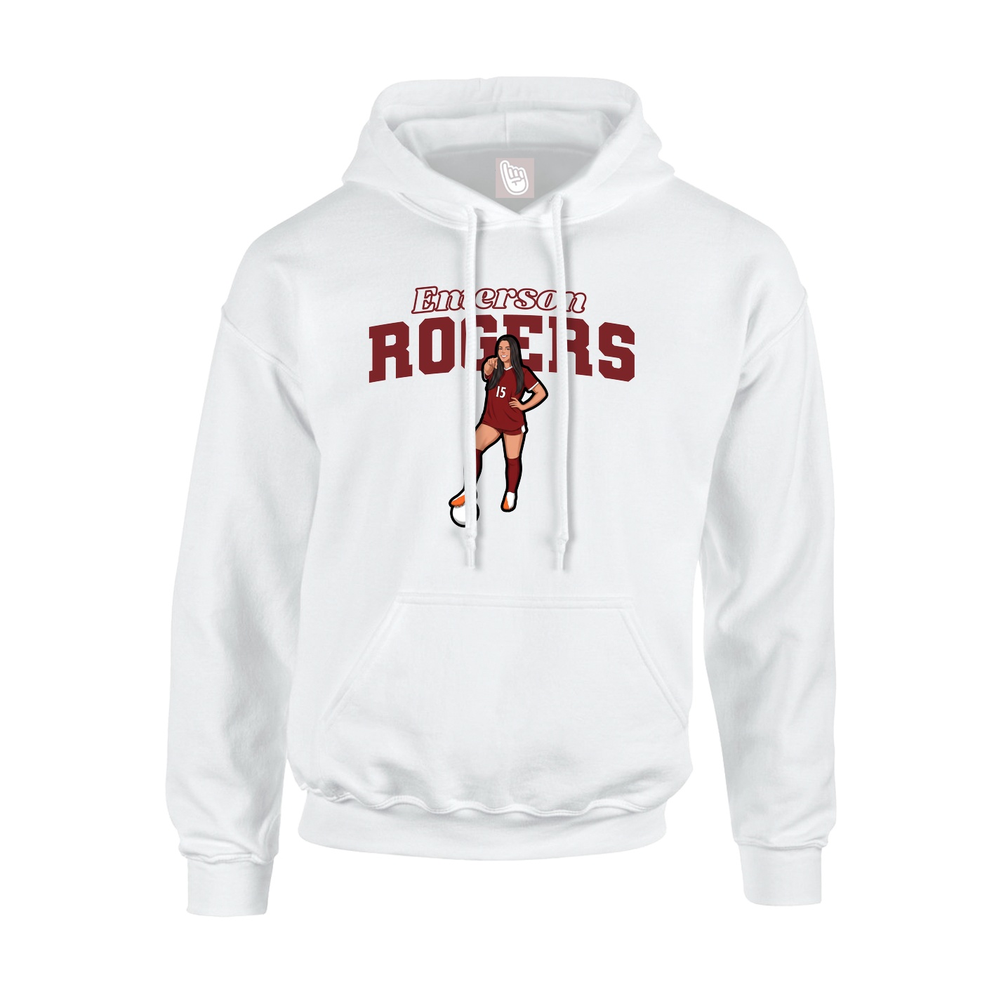 Youth Hoodie — Name Arch in White