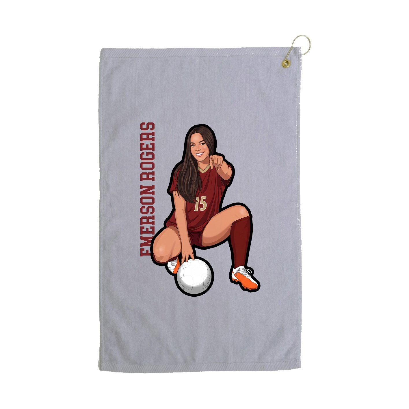 Golf Towel — Name Vertical in Grey