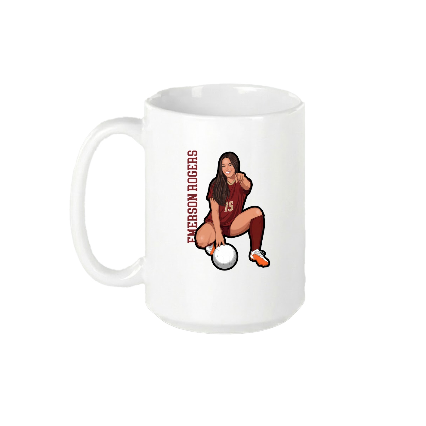 15oz Coffee Mug — Name Vertical in White