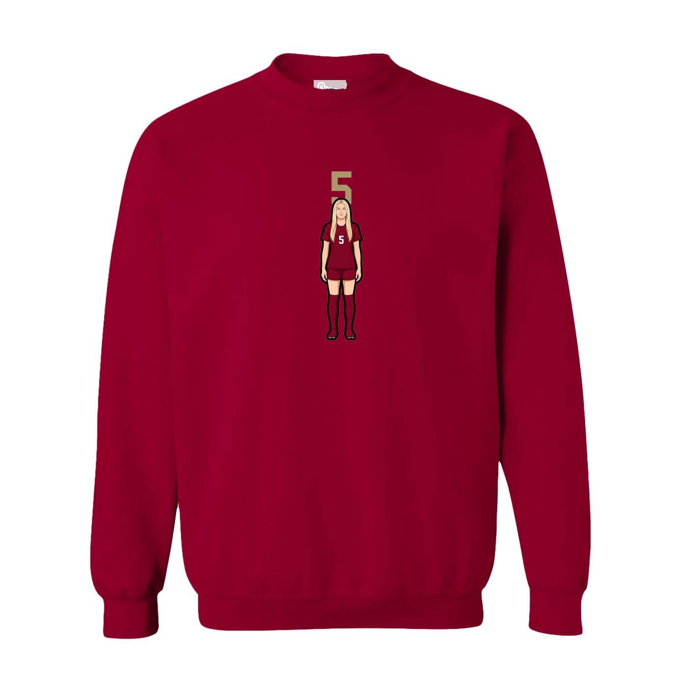 Fleece Crew — Number Top in Cardinal