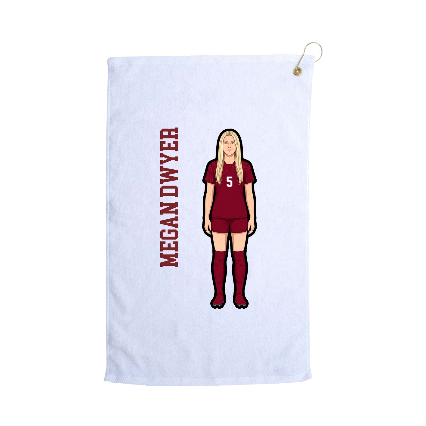 Golf Towel — Name Vertical in White