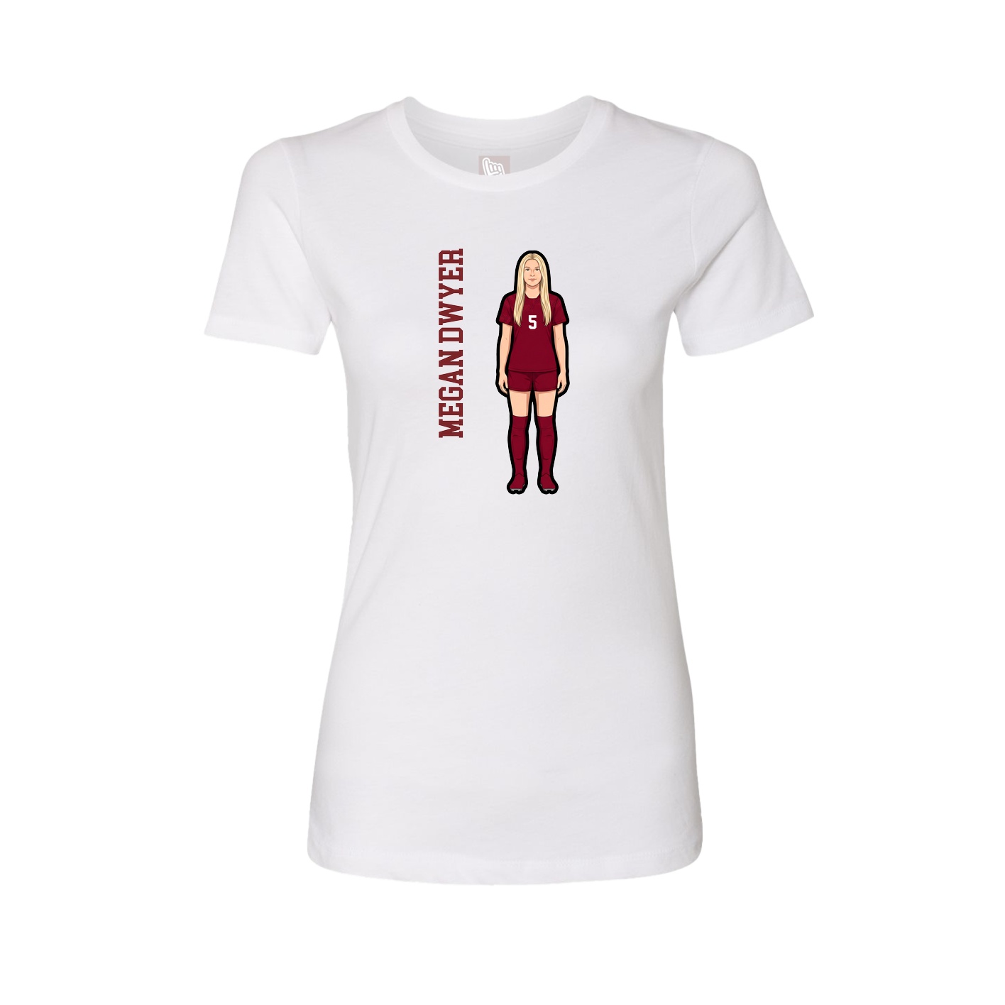 Womens Tee — Name Vertical in White