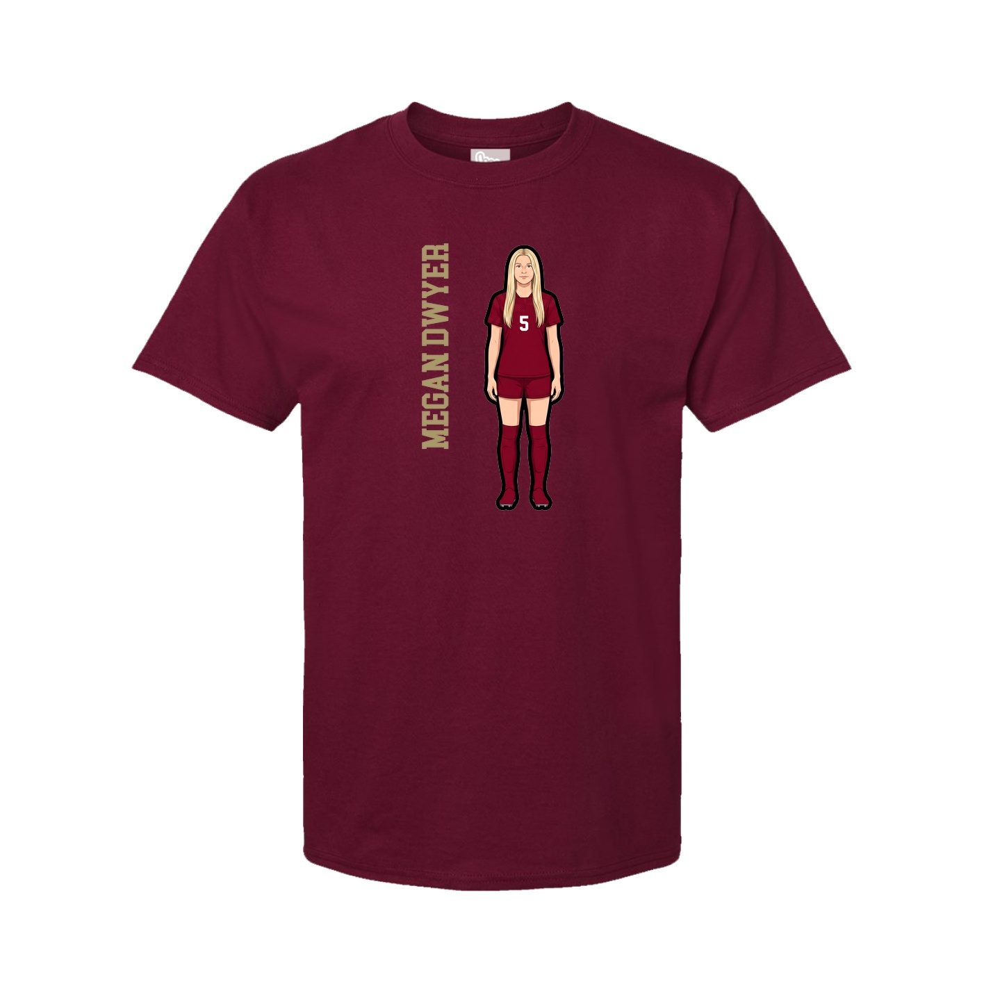 Youth Tee — Name Vertical in Cardinal