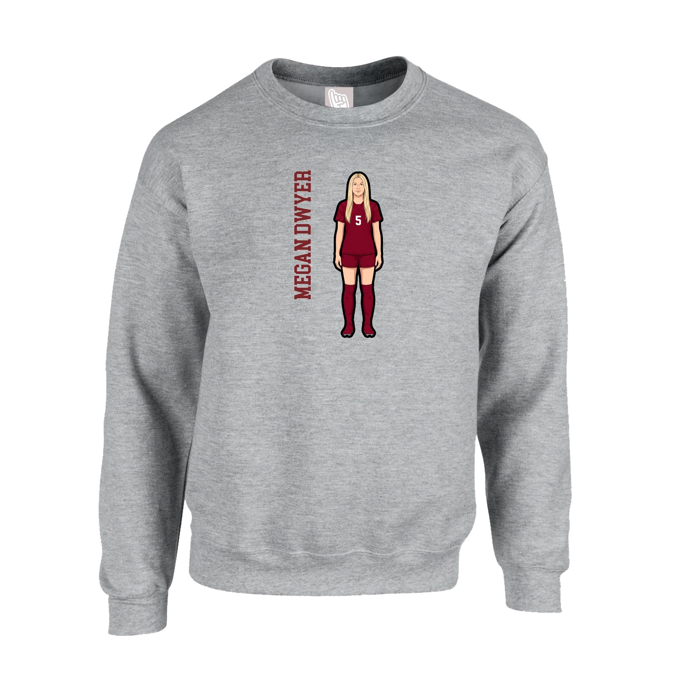 Fleece Crew — Name Vertical in Grey