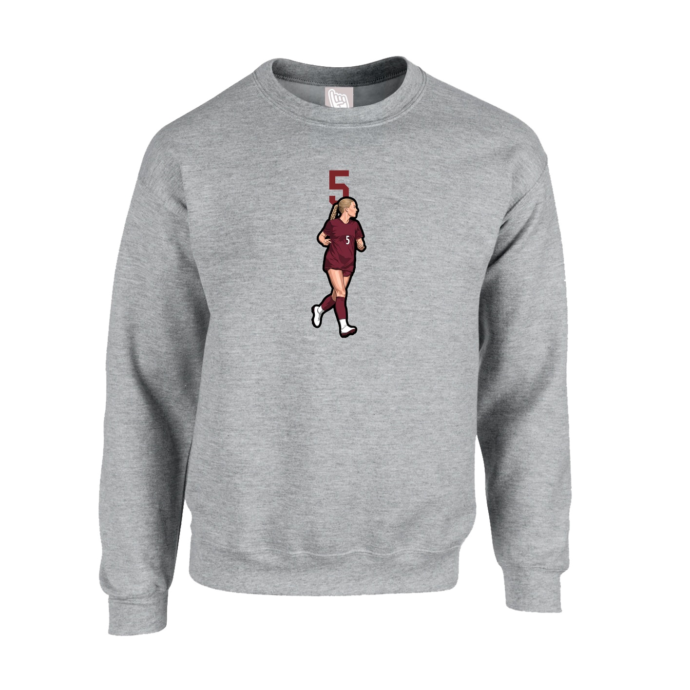 Fleece Crew — Number Top in Grey