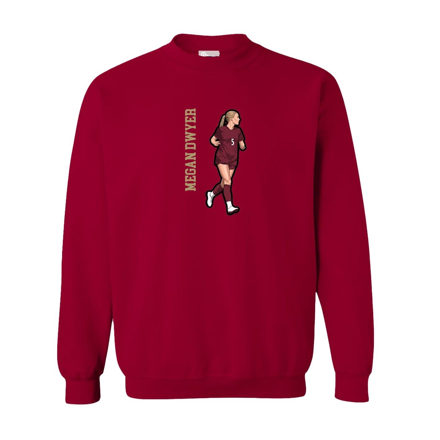 Fleece Crew — Name Vertical in Cardinal