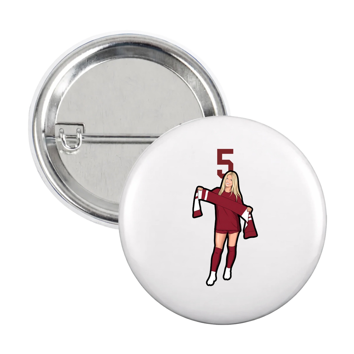 Game Day Button — Number Top in White