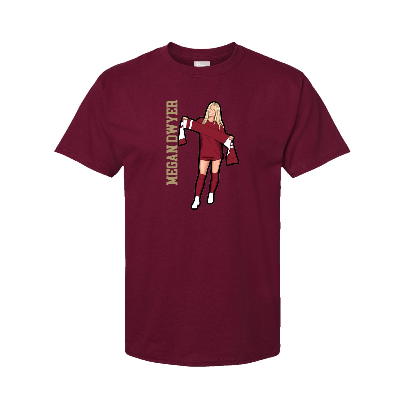 Youth Tee — Name Vertical in Cardinal