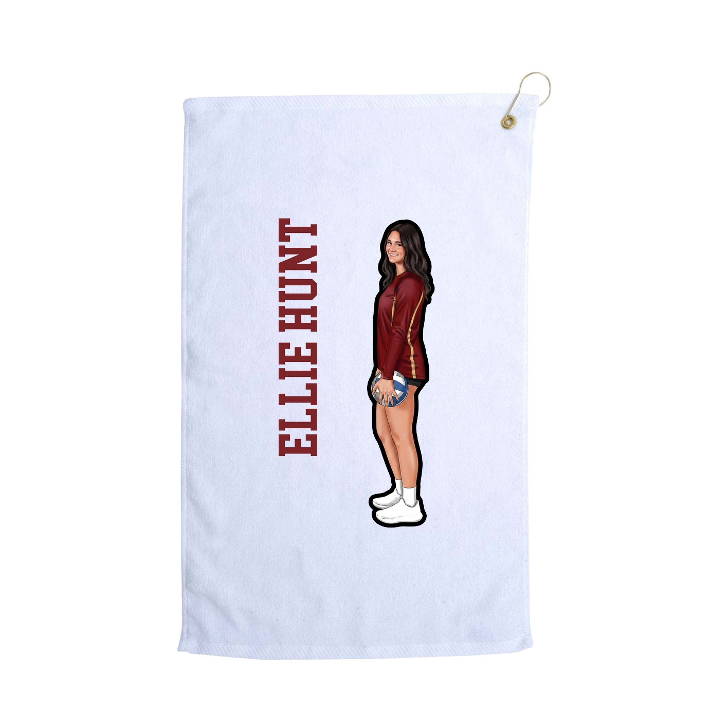 Golf Towel — Name Vertical in White