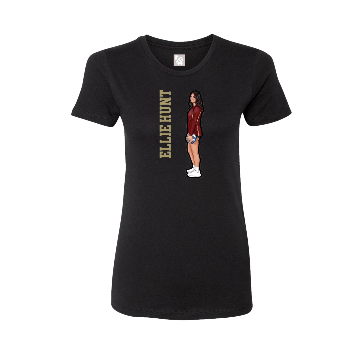 Fitted Women's Tee — Name Vertical in Black