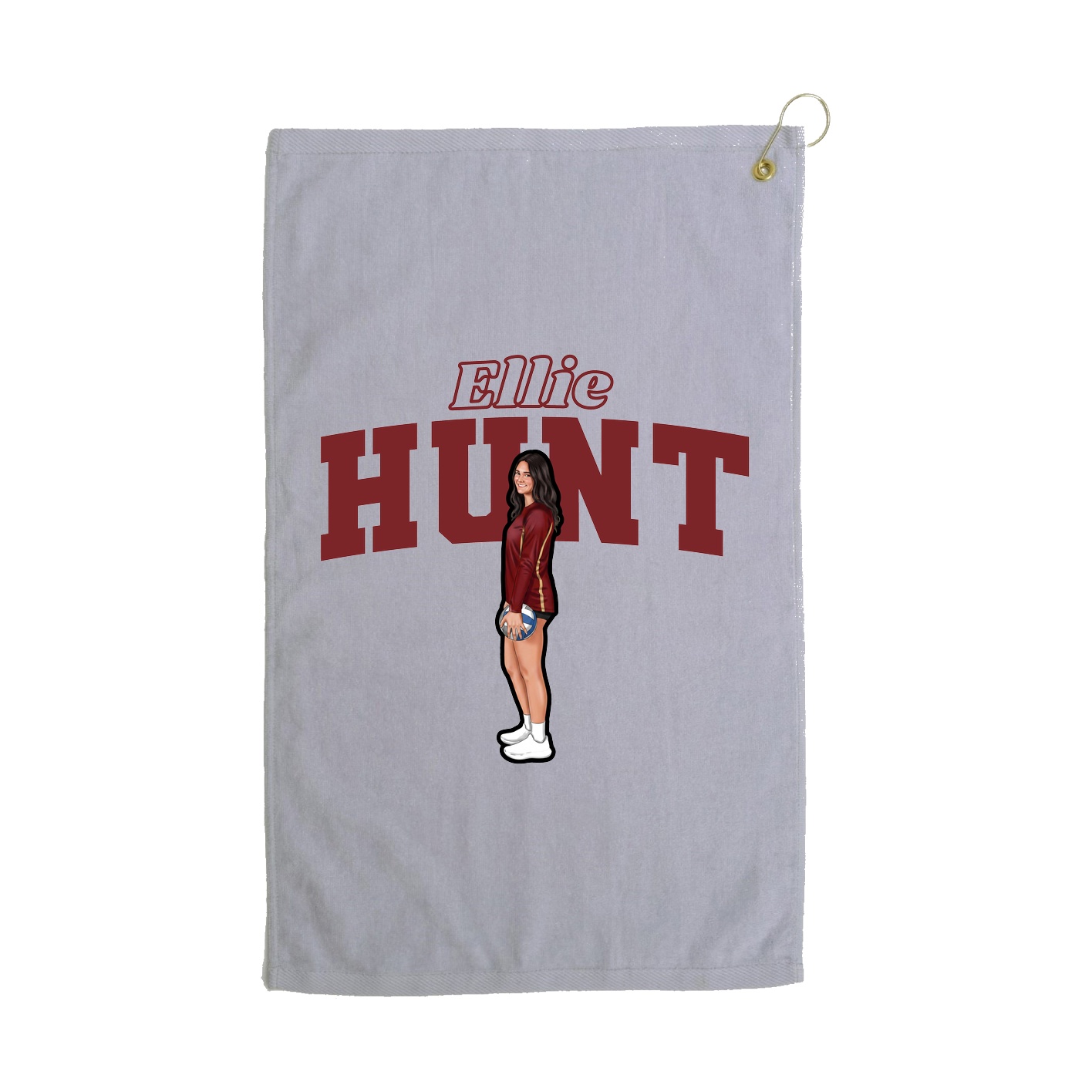 Golf Towel — Name Arch in Grey