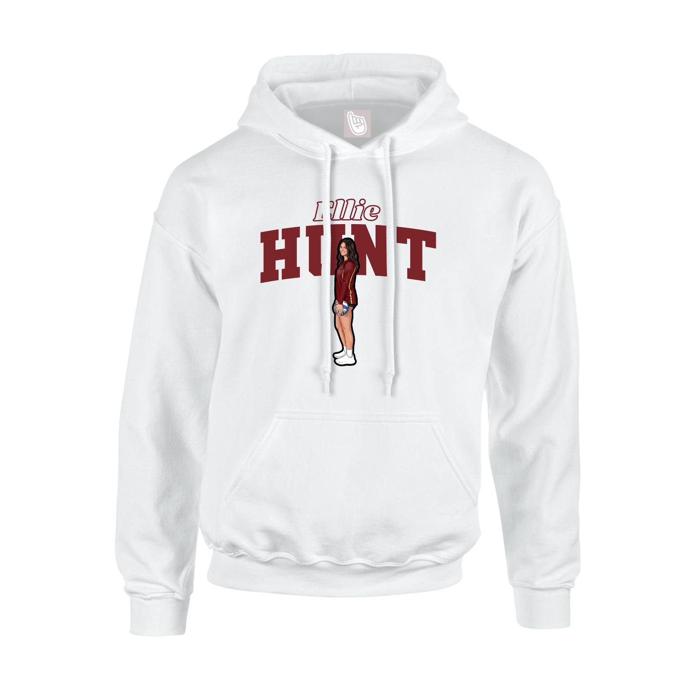 Youth Hoodie — Name Arch in White