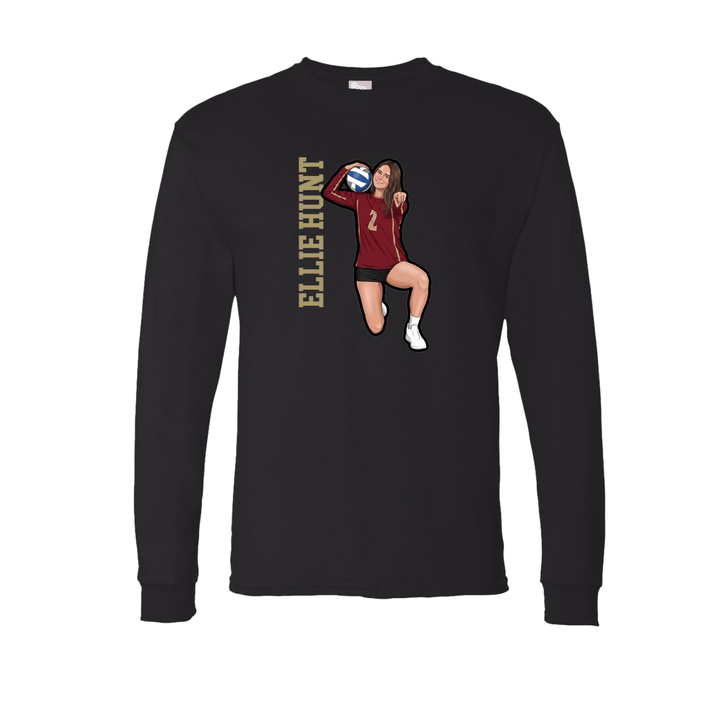 Long Sleeve Tee — Name Vertical in Black
