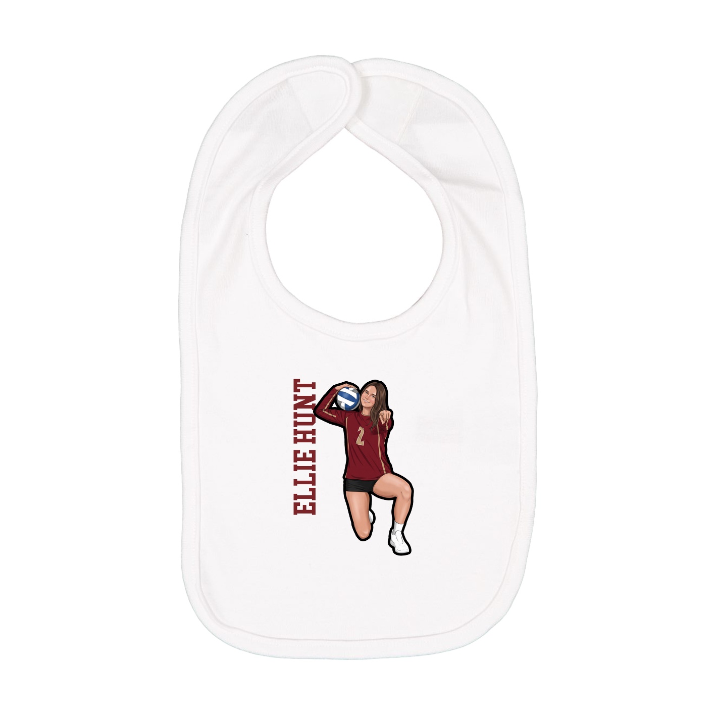 Infant Bib — Name Vertical in White
