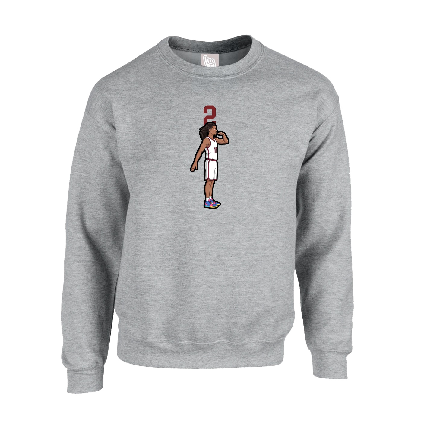 Fleece Crew — Number Top in Grey