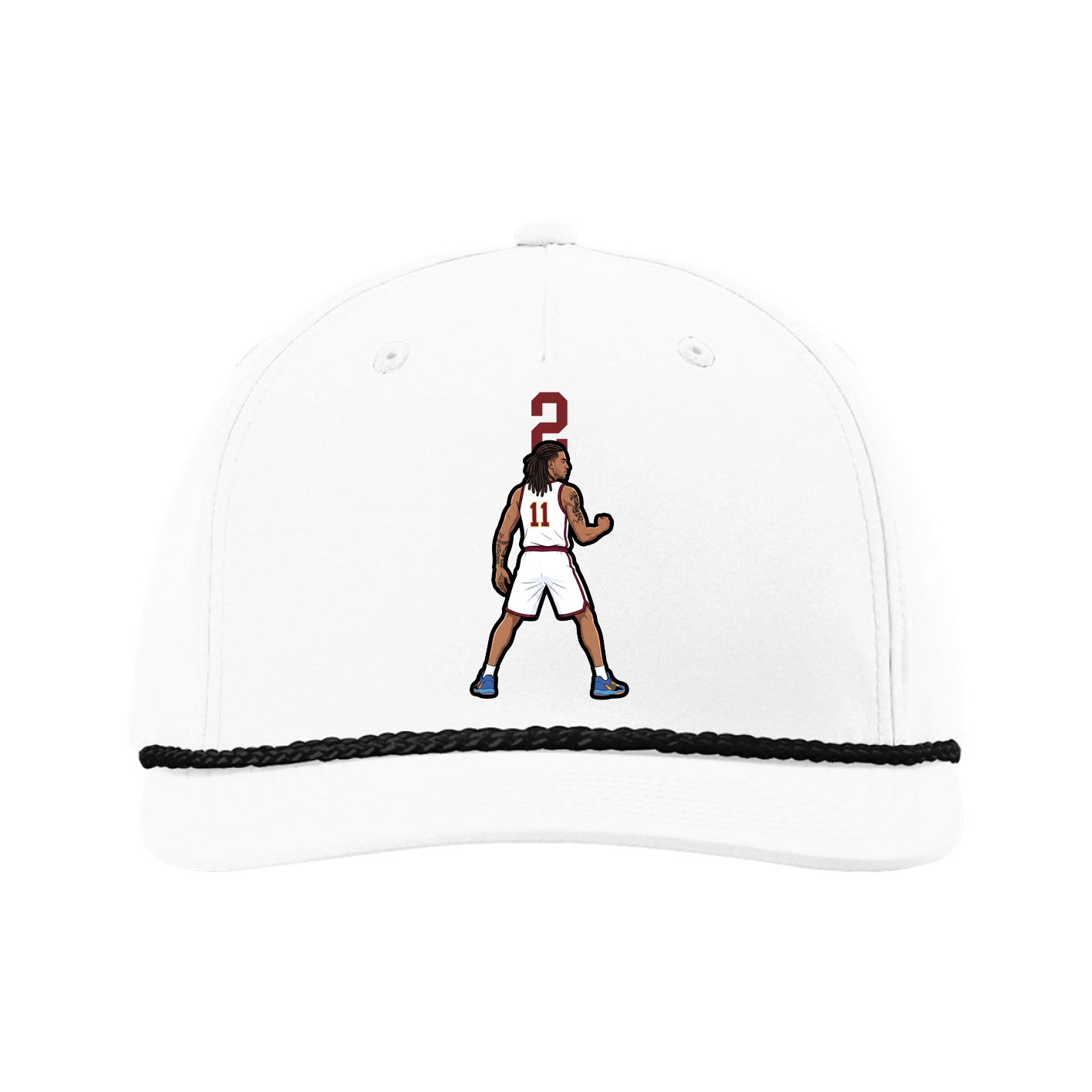 Five-Panel Classic Rope Cap — Number Top in White