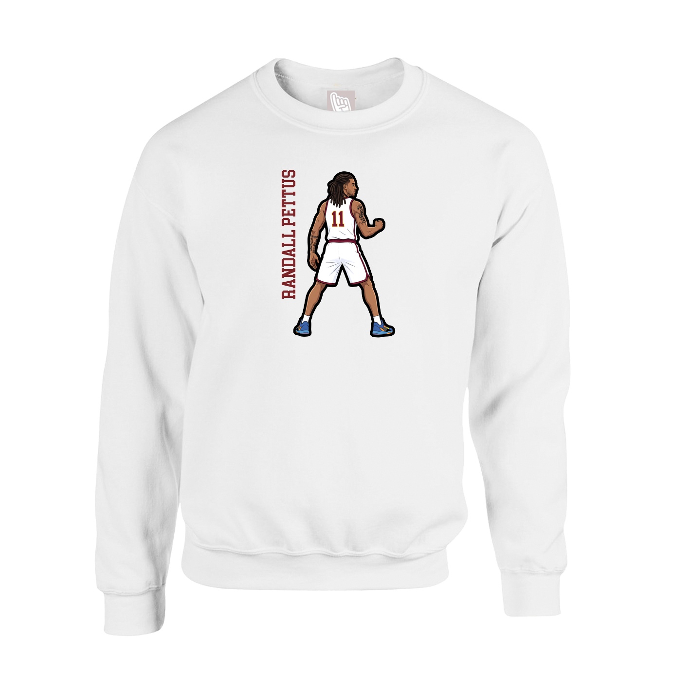 Fleece Crew — Name Vertical in White