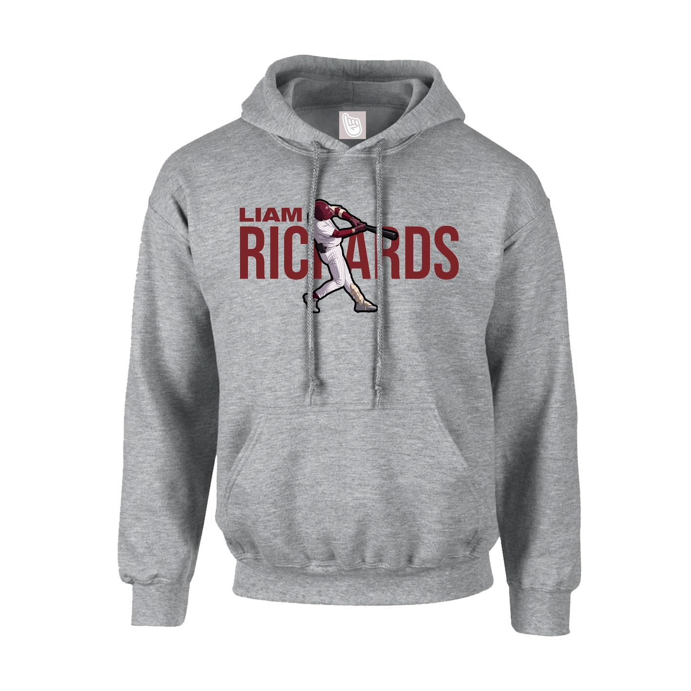 Youth Hoodie — Player Name in Grey