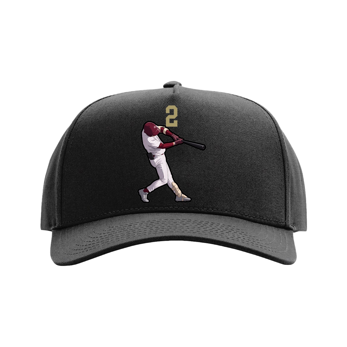 Full Fabric Five-Panel Champ Cap — Number Top in Black