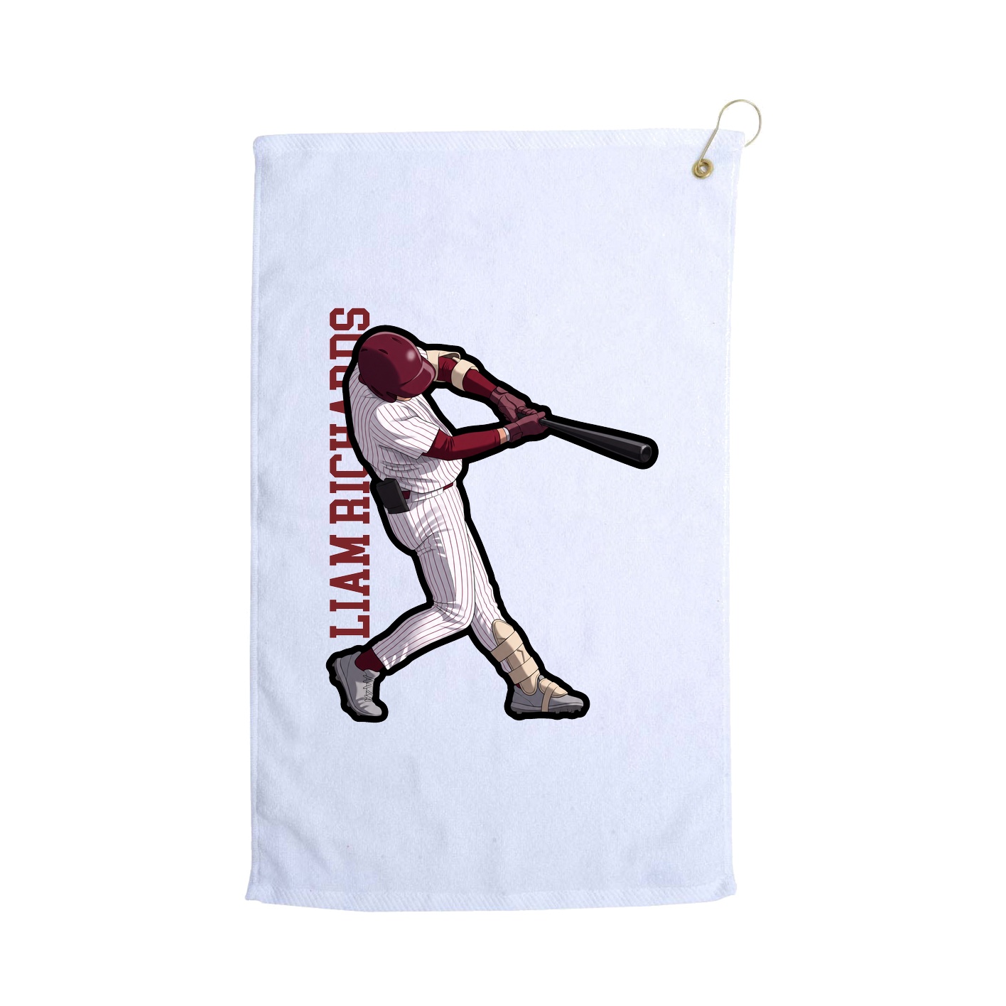 Golf Towel — Name Vertical in White
